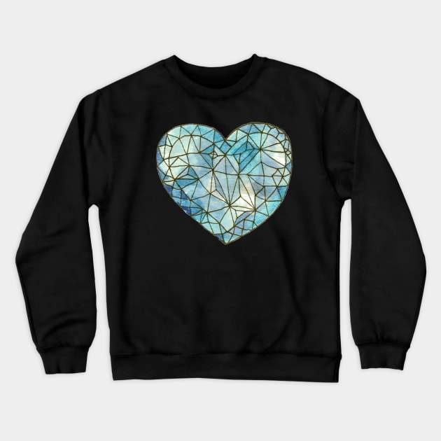 Blue Heart of Glass Crewneck Sweatshirt by Cecilia Mok